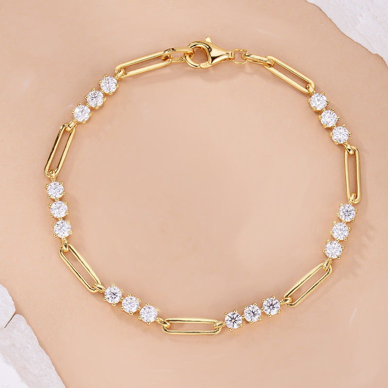 S925 Silver Plating Gold Clip Bracelet