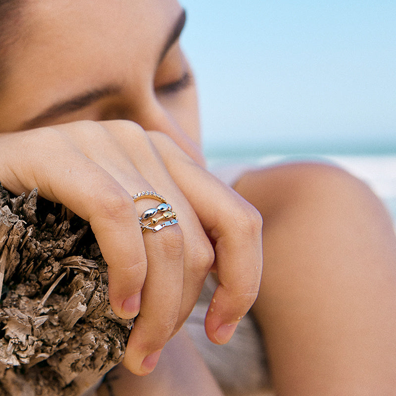 Multilayer Fringe Zircon Ring